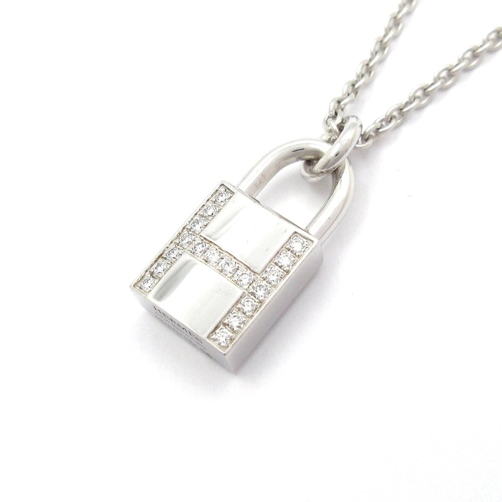 Hermès Amulet Kelly Cadena Necklace 18K White Gold Diamond